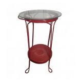 Red Metal Stand With Glass Top