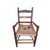 Wooden Ladder Back Armchair with Cushion