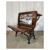 Wood and Cast Iron School Desk with Painting