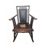 Wooden Rocking Chair with Needlepoint Seat