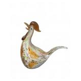 9" Tall Multicolored Art Glass Rooster Sculpture