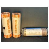 3 Rolls of Uncirculated Washington Quarters