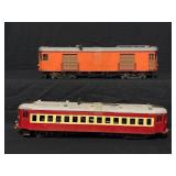 Two Painted Model Electric Train Cars