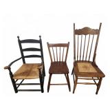 Three Mixed-Style Wooden Chairs