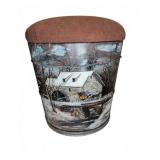 Painted Wood Barrel with Padded Lid