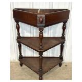Wooden Corner Three-Tier Shelf 24x13x30