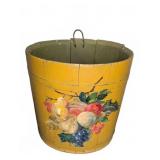 Painted Wood Bucket with Fruit Motif