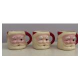 3 Santa Face Plastic Mugs