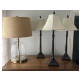 Four Table Lamps, Avg Height 26"
