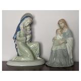 2 Porcelain Madonna & Child Figurines