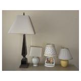 4 Table Lamps, 12.5"-38" Tall
