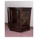 Wood and Glass Corner Display Cabinet 34x16x29.5