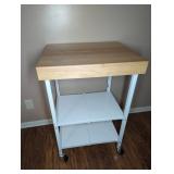 Wood Top Metal Kitchen Cart with Shelves