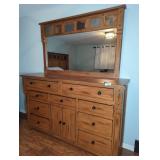 Wood Dresser with Mirror and Slate Accents