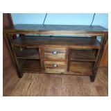 Wood Console Table with Drawers and Shelves