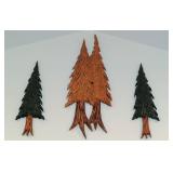 Three Wooden Tree Wall Sculptures, Max 34"T