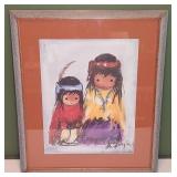 DeGrazia Print of Children, Framed, 24"x28"