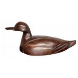 Hand-Carved Wooden Duck Figurine, 9"L