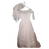 White Lace & Tulle Wedding Dress w/ Headpiece