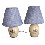 (2) L.L. Bean Stoneware Table Lamps with Shades