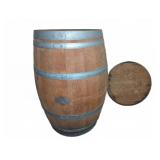 Wood Barrel with Metal Bands, 29" x 37"
