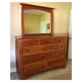 Handcrafted Wood Dresser w/ Mirror, 60"x22"x43.5