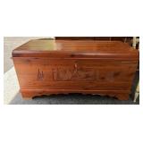 Cedar Chest with Carved Deer and Trees