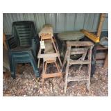 Outdoor Chairs, Tables, and Sawhorses