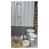 Galvanized Yard Cans, Plant Hooks, & Animal Traps