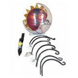 Stained Glass Sun and Moon Panel, Hanger Mounts