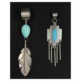 Two Sterling Silver Turquoise Pendants