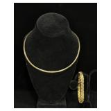 Gold Tone Necklace and Bracelet Set