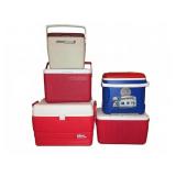 Five Hard-Shell Coolers Igloo and Coleman