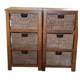Pair of 3-Drawer Wooden Cabinets