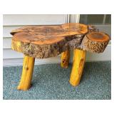 Live Edge Slab Wood Side Table w/ Natural Legs
