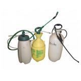 Three Plastic Hand Pump Garden Sprayers