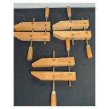 (3) Jorgensen Wooden Hand Screw Clamps