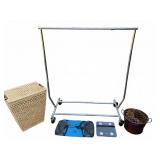 Home Goods Lot: Hamper, Rack, Scales, Bag