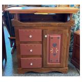 Wooden Cabinet 36x16x37 with Painted Details