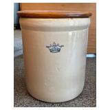 6 Gallon Stoneware Crock w/ Lid, Crack On Bottom