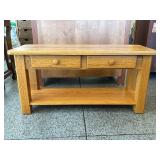 Oak Console Table w/ Two Drawers 42" x 16" x 20"
