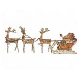 Painted Resin Santa Sleigh and Reindeer Figurine
