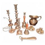 Brass Candlesticks and Pitcher Group