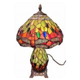 Table Lamp w/ Leaded Glass Shade & Base, 22"T