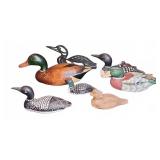 Wooden Duck and Loon Decoy Figurines