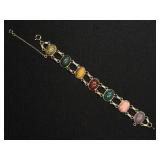 Gold-Tone Scarab Link Bracelet with Gemstones