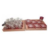 Ruby Flash Glassware Set, Pressed Glass
