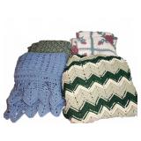 Four Hand-Crocheted Afghans