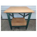Wood Utility Table, On Casters, 33" x 33" x 34"