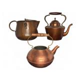 Copper Teapots and Pitcher